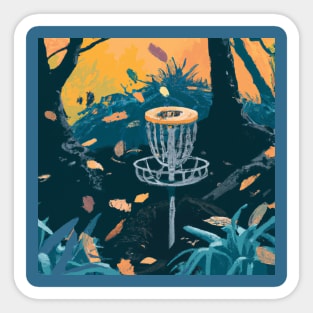 Disc Golf in the Autumn Undergrowth Sticker